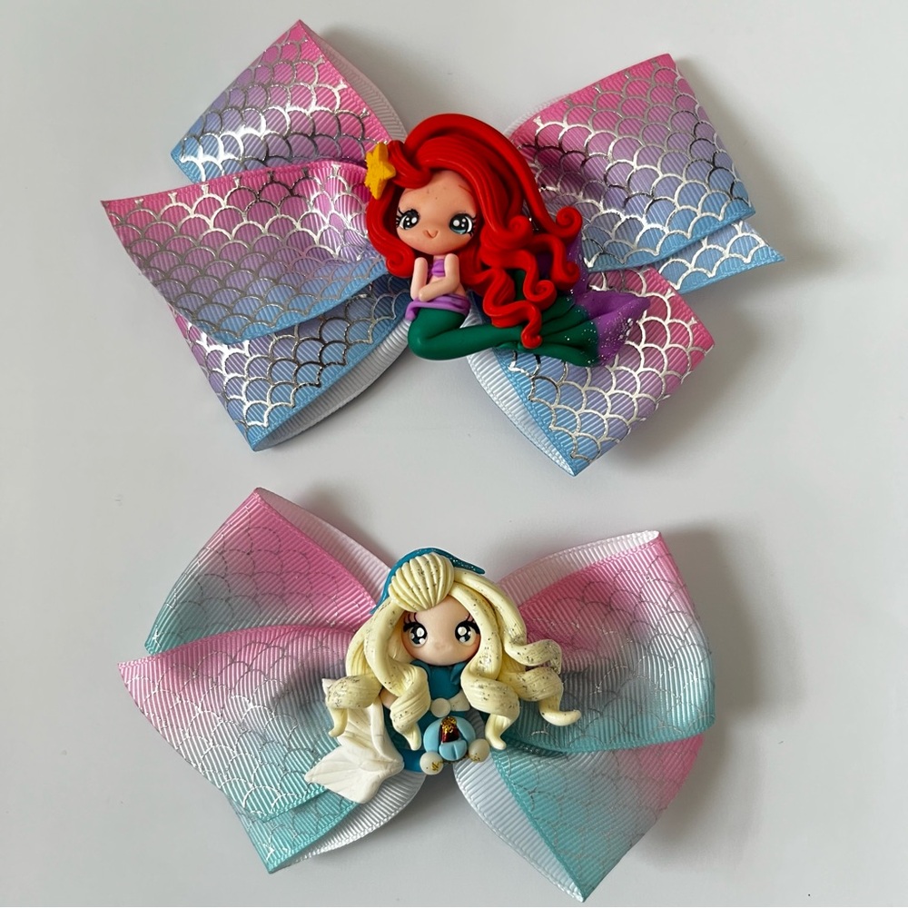 Hand Crafted Mermaid Bow Hair Clip